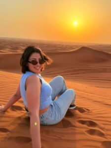 sunset view in evening desert safari dubai